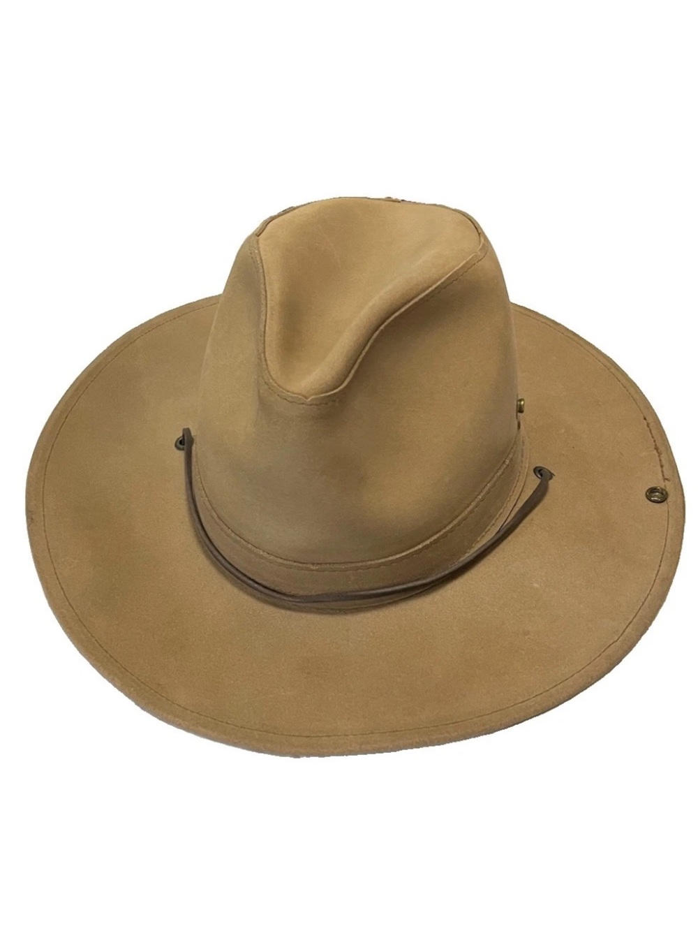Henschel Hat Genuine Leather Tan Men's Medium Aussie Style Snap